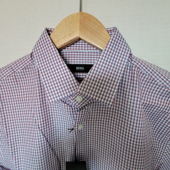 New Hugo Boss Mens Small Check Shirt Button Down Long Sleeve Sharp Fit 15.5 32/3 - Picture 13 of 13